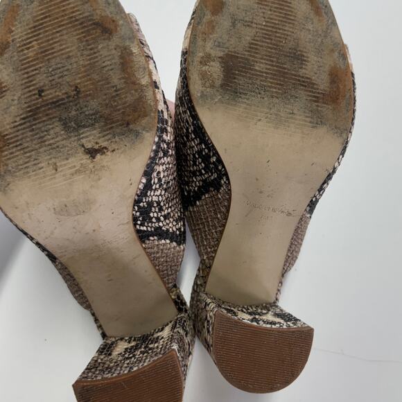 Steve Madden Heels Womens 7 Black Snake Print Esmerelda Black Open Toe Shoes - Picture 5 of 9